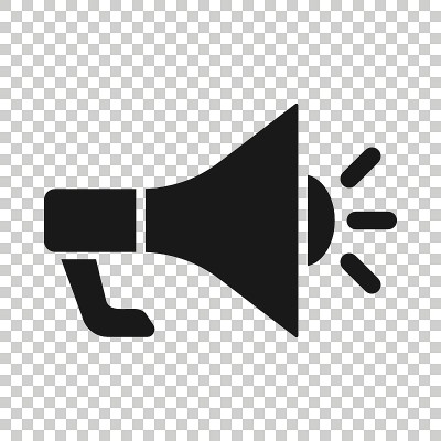 喇叭喇叭图标在平坦的风格。扩音器符号矢量插图在白色孤立的背景。尖叫公告的经营理念。
