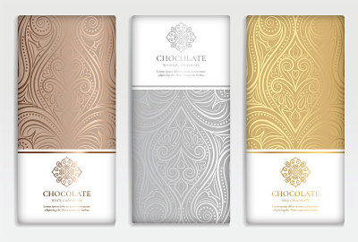Luxury golden packaging design of chocolate bars. 