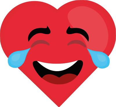 矢量插图的卡通人物emoticon与形状的心哭与欢笑和泪水的喜悦