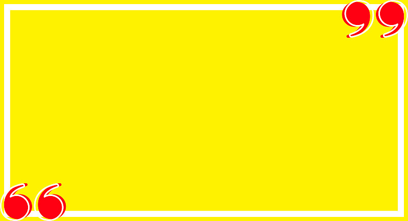 banner frame yellow with red quotation symbol, quo