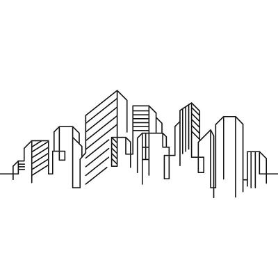 城市建筑线条艺术矢量插图模板