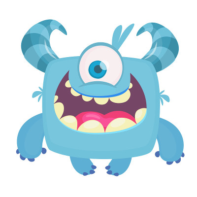 Funny cartoon monster. Vector Halloween illustrati