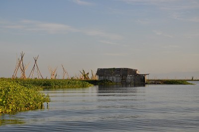 坦佩湖上漂浮的房子