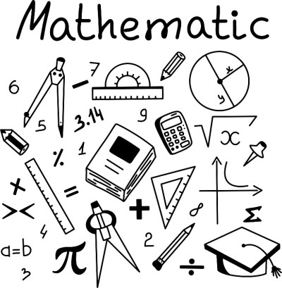 一组带有数学元素的涂鸦。