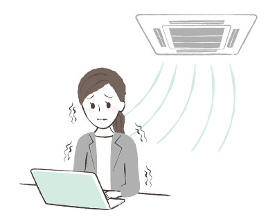 一位女士在冷空气中瑟瑟发抖的插图
