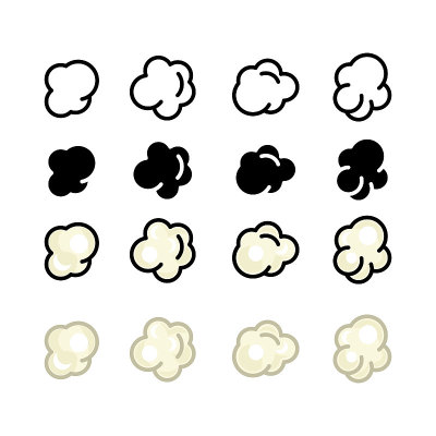 爆米花图标，矢量线插图