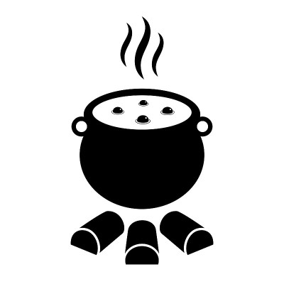 魔法药水在坩埚矢量图标