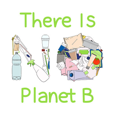 没有星球b的海报。预防塑料污染的概念。环保可持续的生活方式。手绘矢量插图。