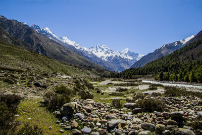 美丽的河流流经Chitkul