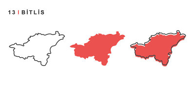 土耳其，比特里斯城市地图。简单的矢量插图孤立在白色背景上。