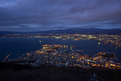 函馆山市景-百万美元的夜景镇。