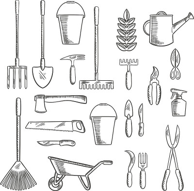 园艺工具草图农作设计