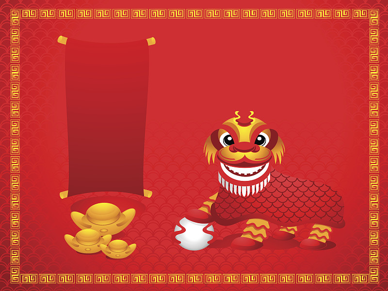 舞狮以中国新年为背景