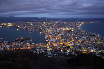 函馆山市景-百万美元的夜景镇。