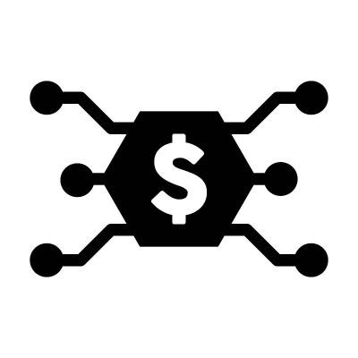数字美元货币图标矢量货币符号的数字交易的资产和钱包在一个平面的颜色字形象形图
