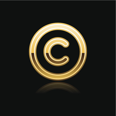 黄金版权标志金属图标铬象形图网络互联网按钮