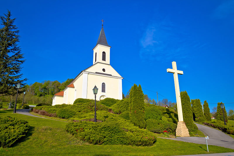 Veliko Trgovisce村教堂景观，克罗地亚Zagorje地区