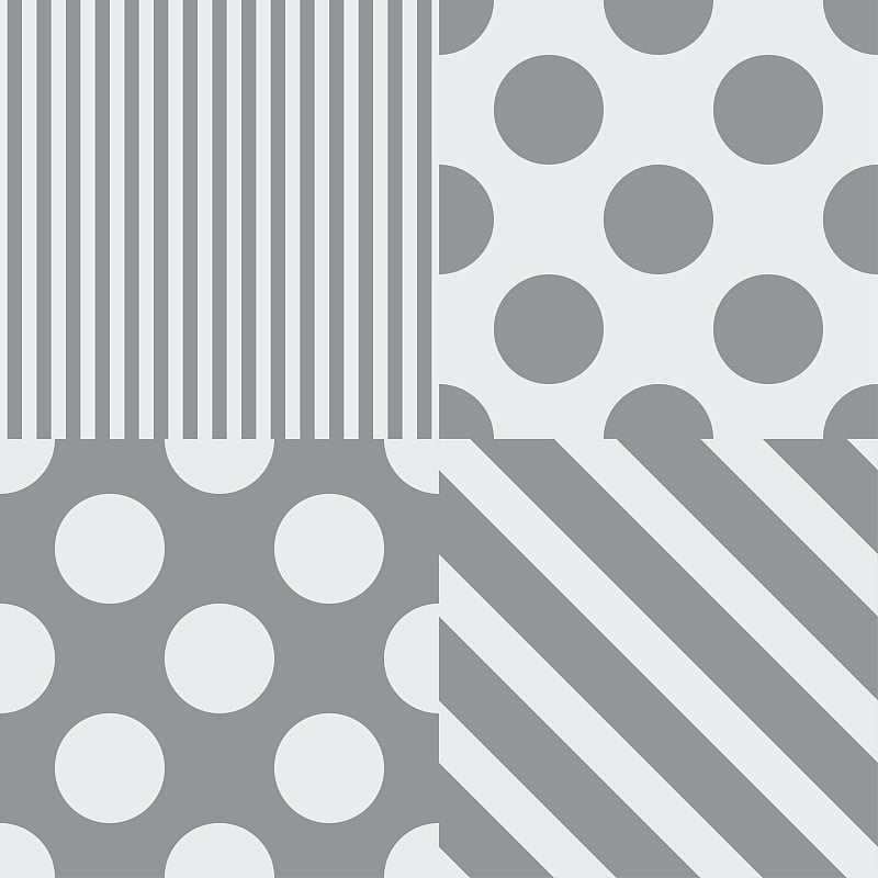 Set of four vector seamless patterns. Grey colors