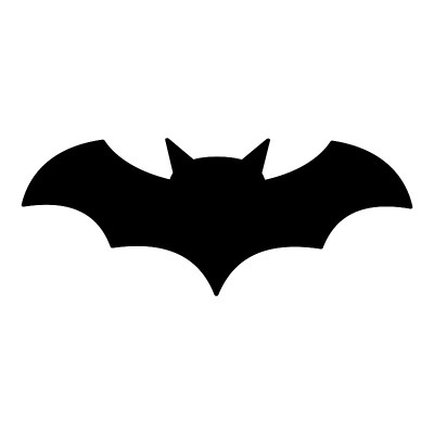 Bat icon, silhouette vector symbol isolated on whi