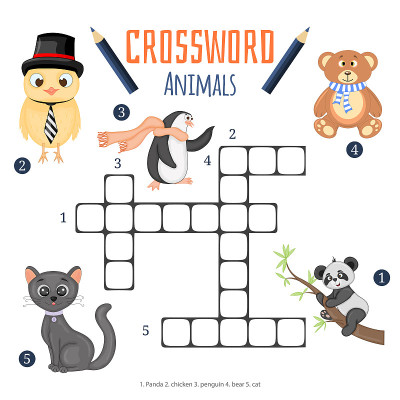 Vector color crossword, education game for childre