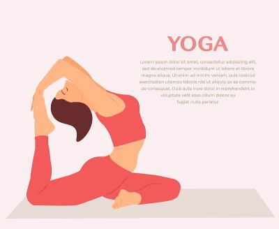 Woman practicing yoga fitness gymnastics. Banner w