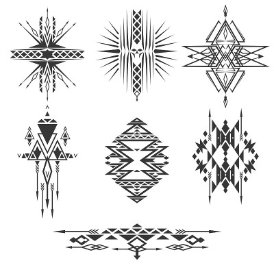 矢量部落元素，种族收集，阿兹特克阶梯