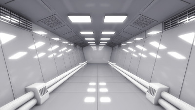 3 d渲染。未来空旷的室内走廊