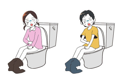 小孩摆弄厕所(漫画风格)