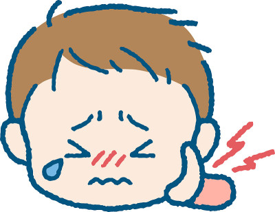 脸颊/牙齿酸痛的男孩的插图