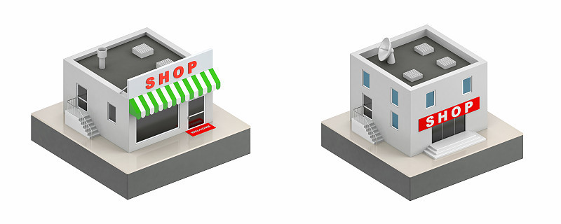 商店建筑- 3d图标