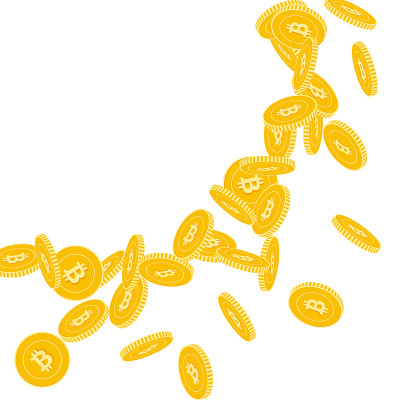 比特币，互联网货币硬币下跌。Scattere