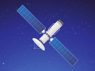 卫星在空间矢量图标插图