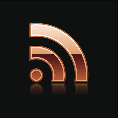 铜RSS下载标志光泽图标铬象形图web按钮