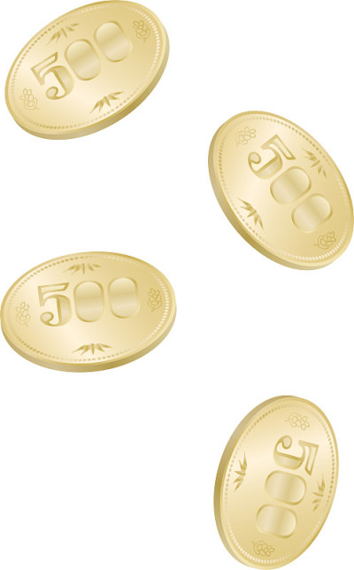 500日元硬币孤立矢量插图