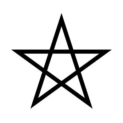 五角星-五角星。信仰的神奇象征。简单的平面黑色插图