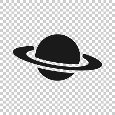 Saturn icon in transparent style. Planet vector il