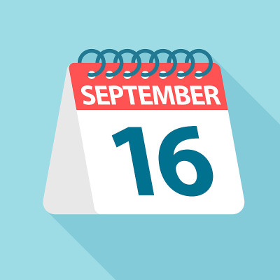 9月16日-日历图标。一个月的一天的矢量插图。日历模板