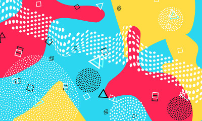 Pop art back 90's pattern Hipster style 80s-90s