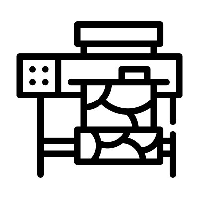 打印机用于打印织物线图标矢量插图