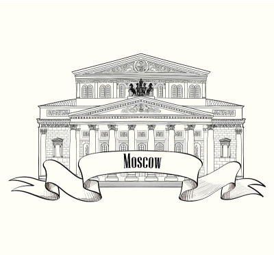 莫斯科的地标。俄罗斯旅游的象征。大剧院建筑草图。