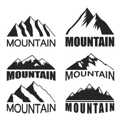 白色背景上的群山