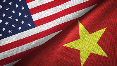美国和越南两旗纺织品布