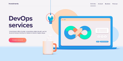 Web开发或devops概念的等距矢量设计。开发互联网应用或在线网站服务。创造性的矢量图。登陆页面布
