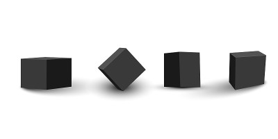 Set of four black blank boxes. Box templates for y