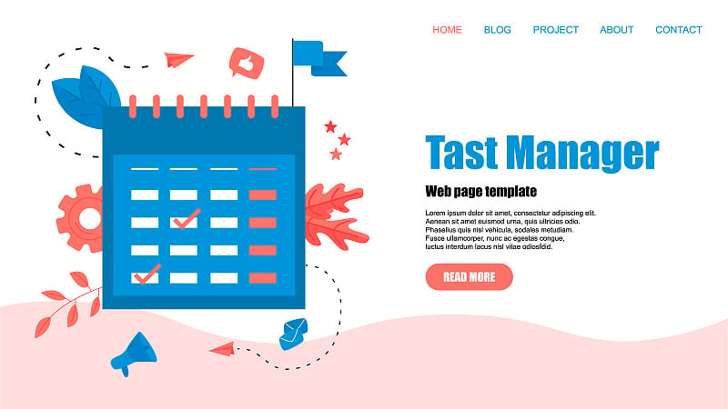 Web Template. Flat design task Manager with events