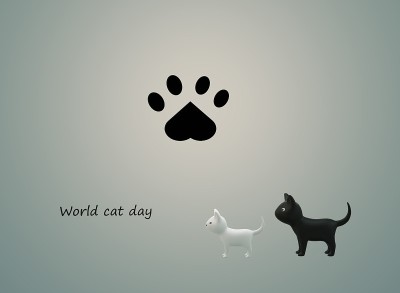 世界猫日。国际猫日。明信片上的猫。动物的一天。