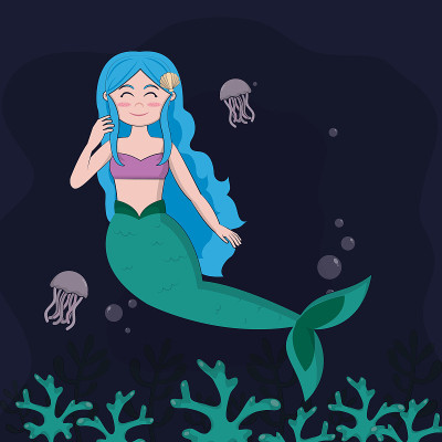 Beautiful and magic mermaid cartoon
