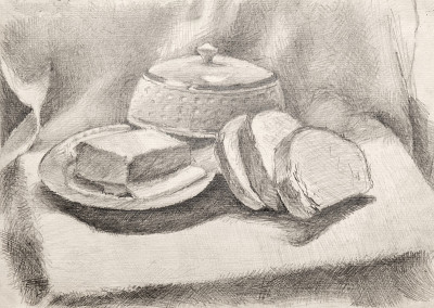 静物画、铅笔画、素描