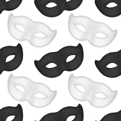 pattern made from carnival masks. White, black, go