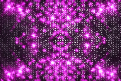 粉色矩阵数字背景。抽象的网络空间的概念。人物倒了。来自符号流的矩阵。虚拟现实设计。复杂的算法数据黑客